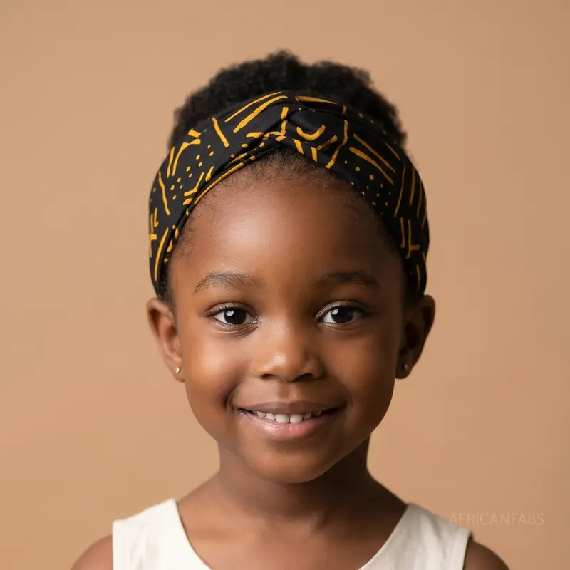 African print Headband - Kids - Hair Accessories - Black / yellow