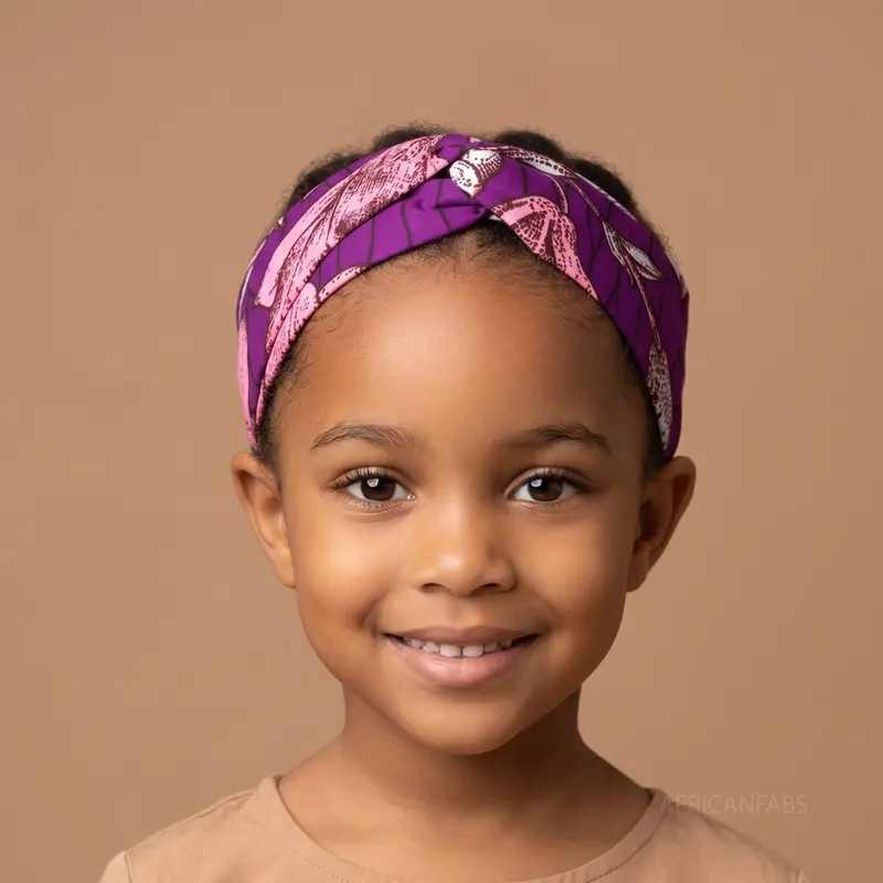 African print Headband - Kids - Hair Accessories - Purple