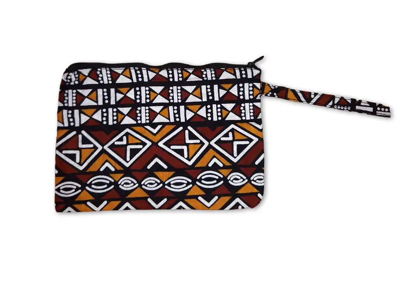 African print Makeup pouch / Pencil case / Cosmetic Bag / Coin Purse - Brown Bogolan