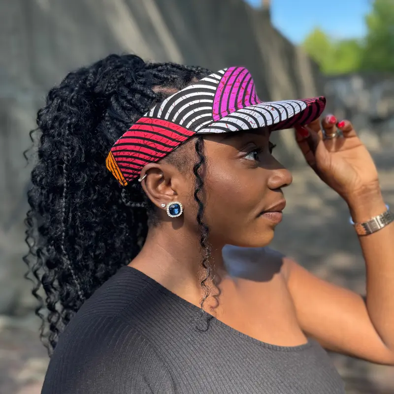 African print Sun visor cap - Orange & Purple Concentric Circle Design