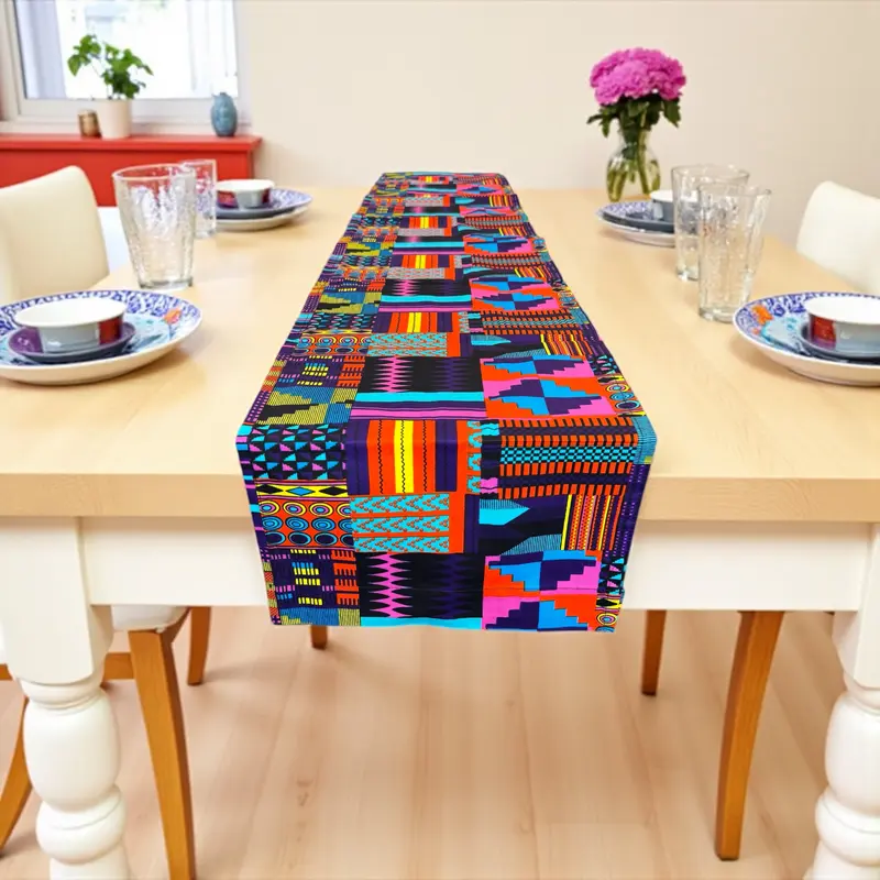 African print table runner - Table cloth - Purple / Pink kente