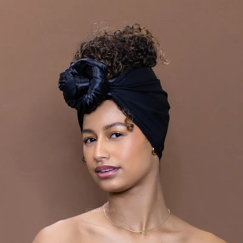 African Satin Lined headwrap / Black