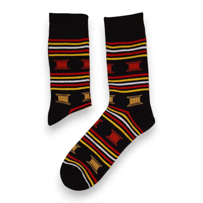 African socks / Afro socks / African print socks - Black Red Yellow Kente