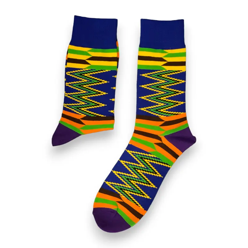 African socks / Afro socks / African print socks - Blue Kente