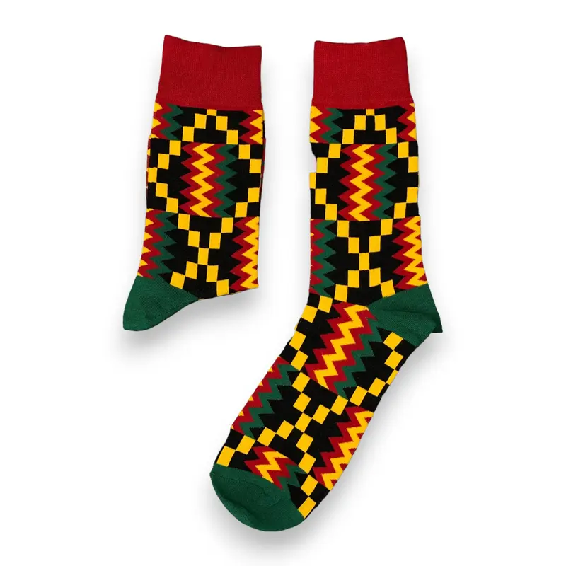 African socks / Afro socks / African print socks - Red Kente