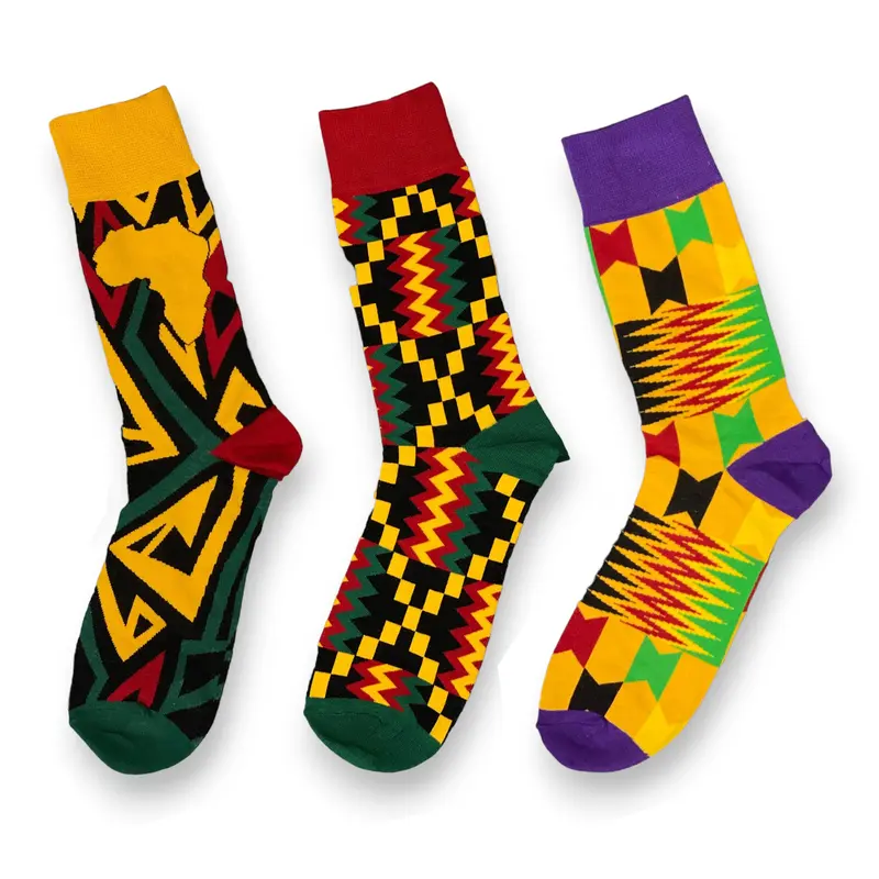 African socks / Afro socks / African print socks - Set of 3 pairs OWO Kente