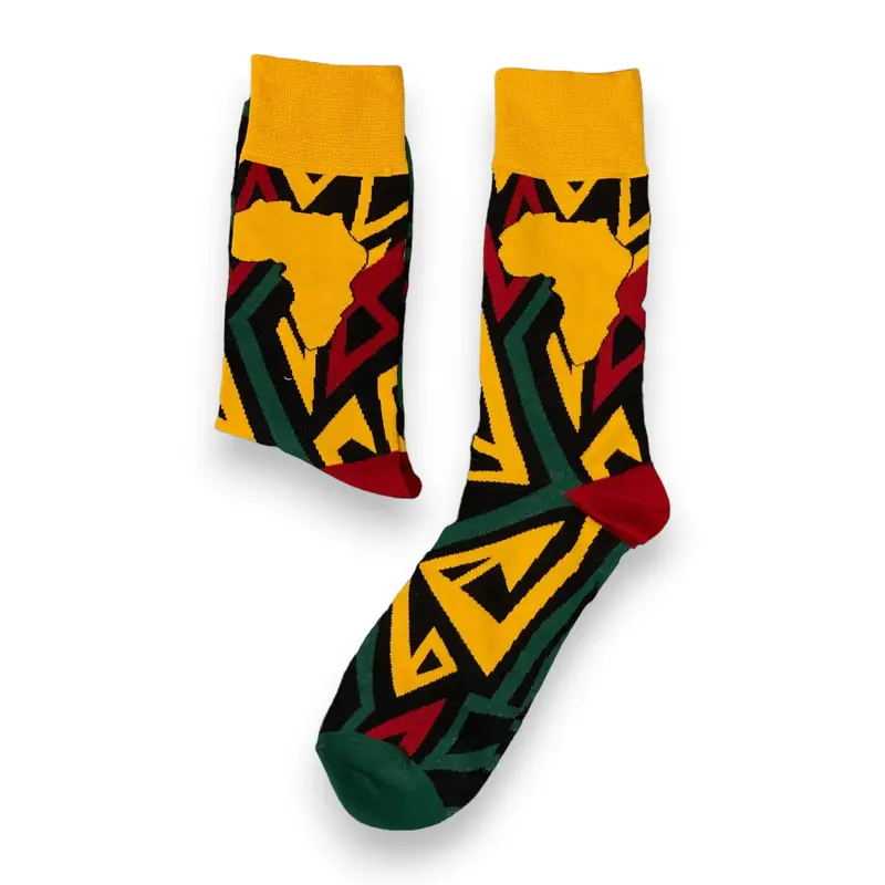 African socks / Afro socks / African print socks - Yellow Africa Kente