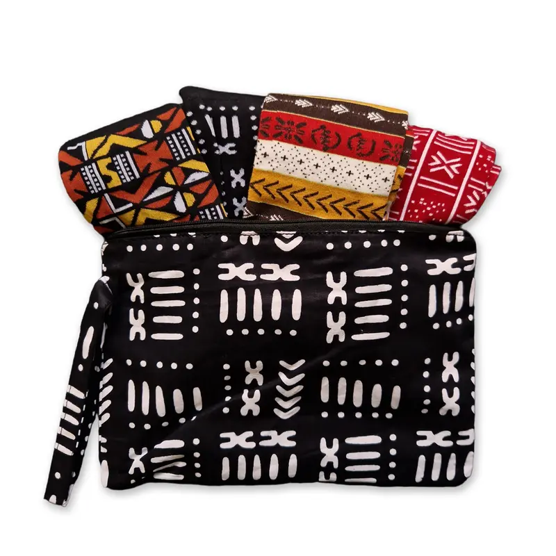 African socks / Afro socks set BAMABARA in pouch - Set of 4 pairs