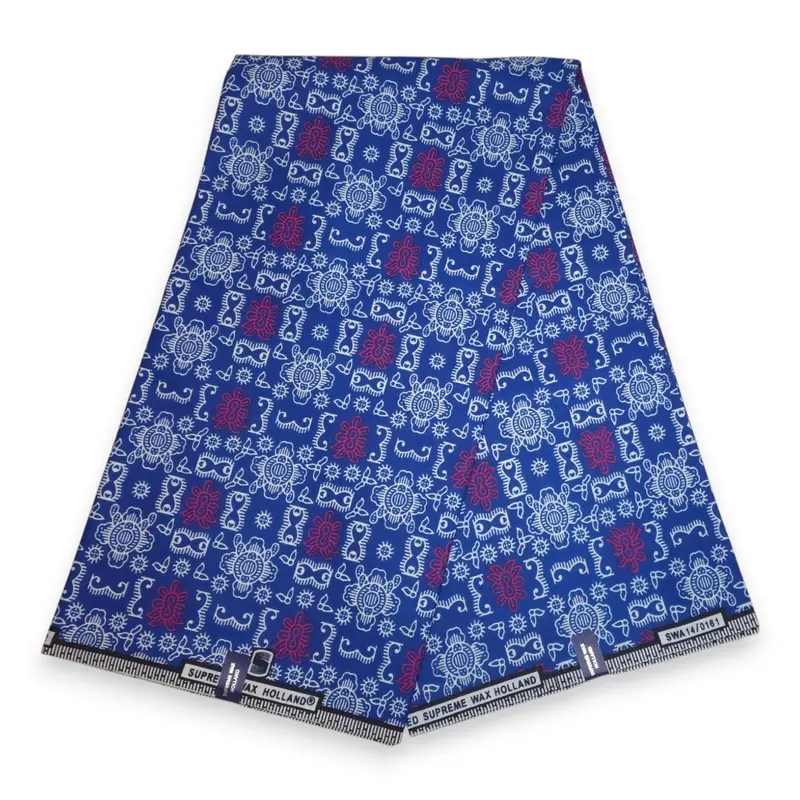 African Wax print fabric - Blue Bogolan Icons - 100% cotton