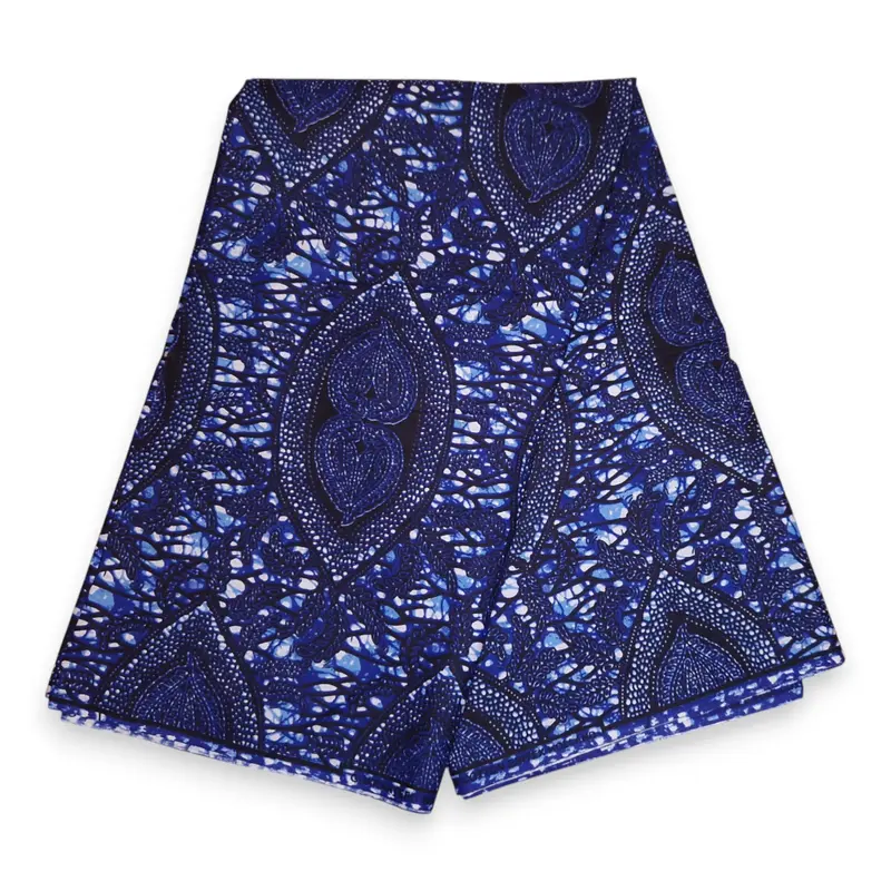 African Wax print fabric - Blue Hidden Leaf Relic - 100% cotton