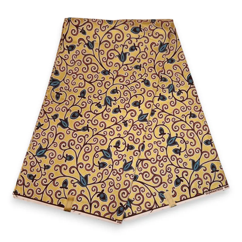 African Wax print fabric - Gold Branches - Special effect Brillant Platinum Edition