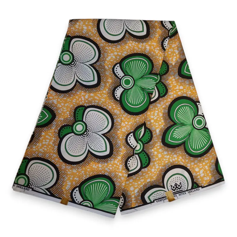 African Wax print fabric - Green Bows