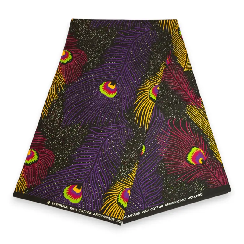 African Wax print fabric - Purple Yellow Royal Peacock - 100% cotton