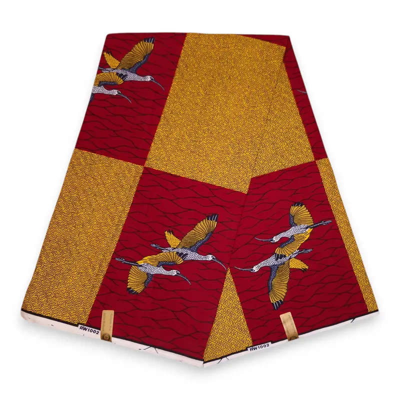 African Wax print fabric - Red Birds
