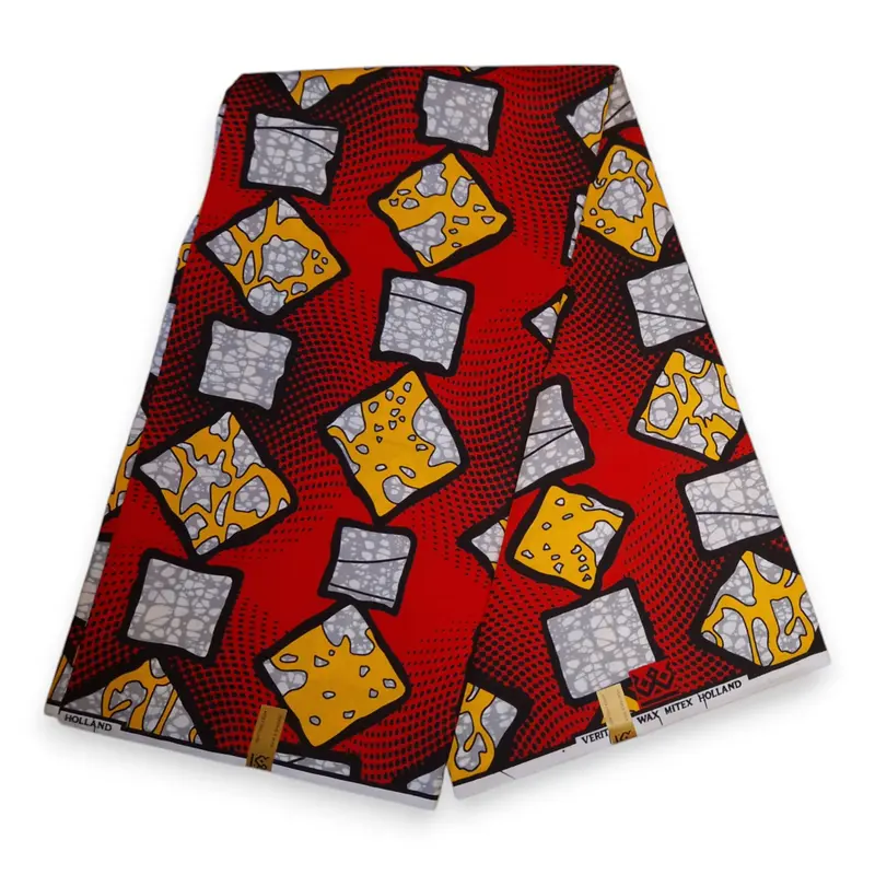 African Wax print fabric - Red Box