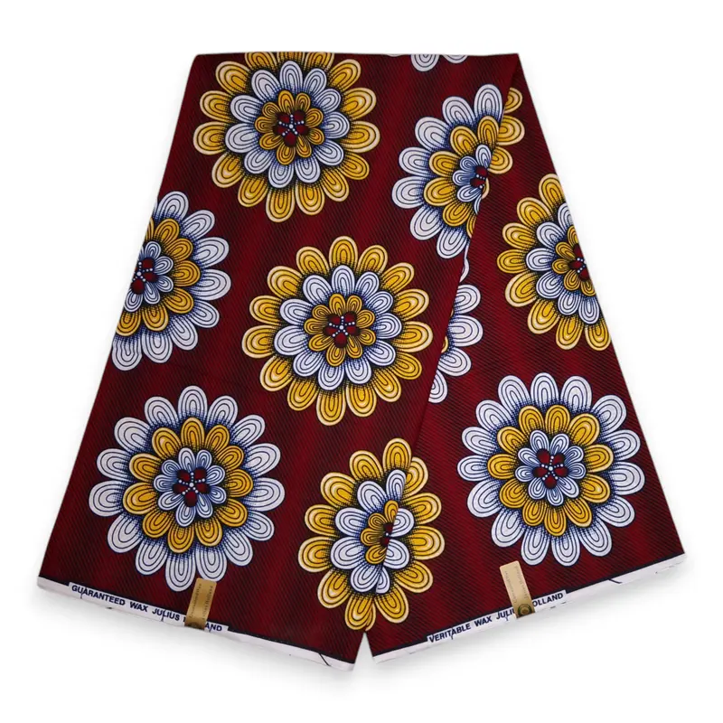 African Wax print fabric - Red Fleur