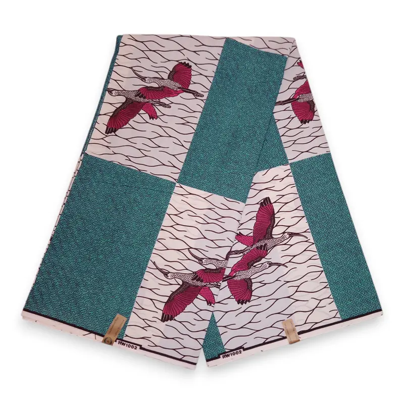 African Wax print fabric - Turquoise Birds