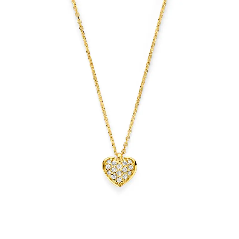 'Aimée' 14 karaat geelgouden ketting hartje diamant 0,11 ct
