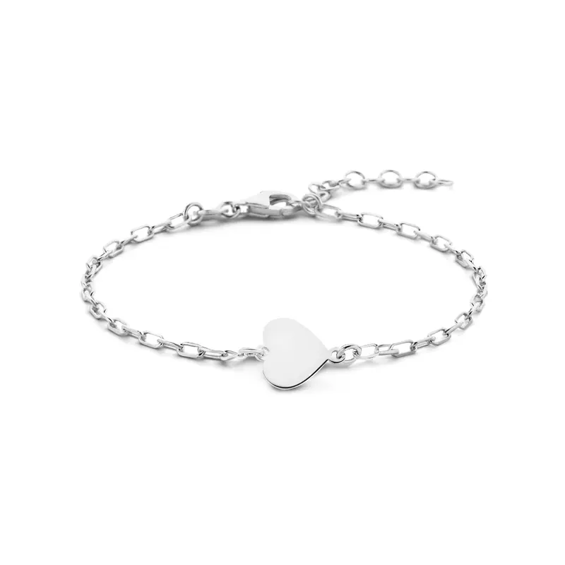 'Alma' 925 gerhodineerd zilver armband dicht hartje