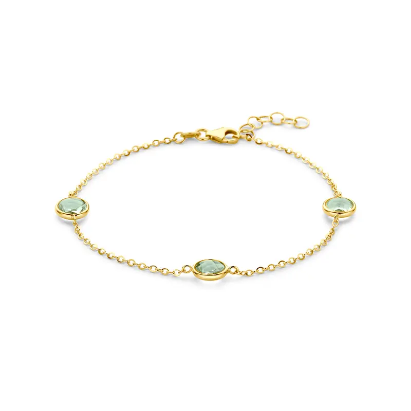'Alona' 14 karaat gouden armband met groene amethist