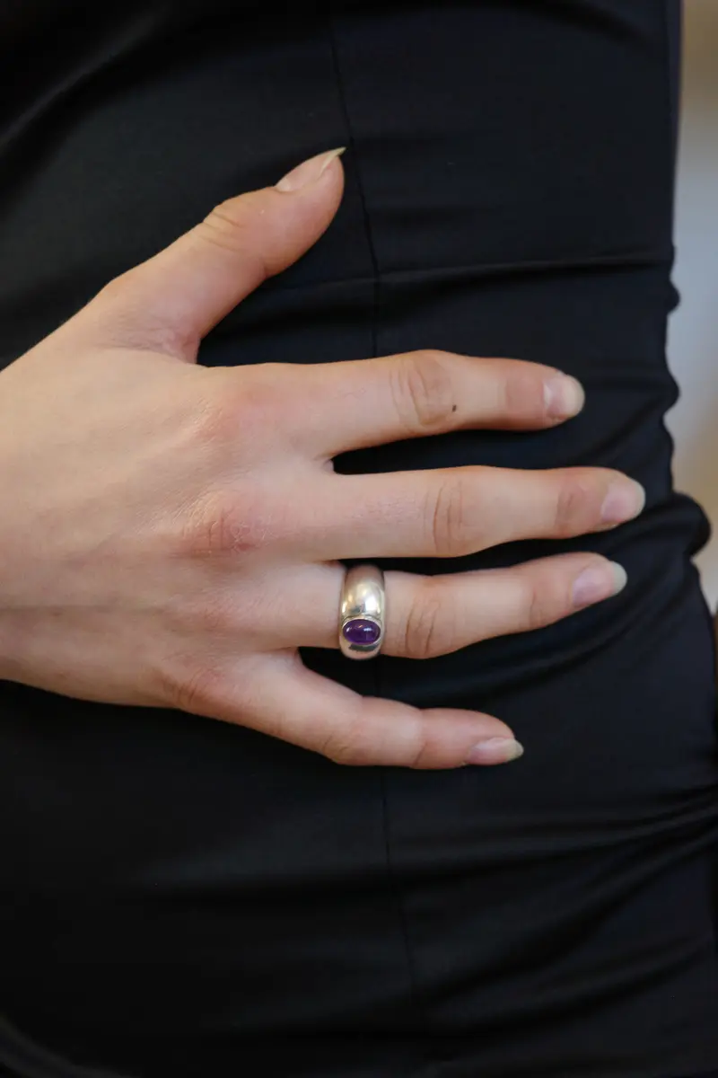 Amethyst everyday solid band ring