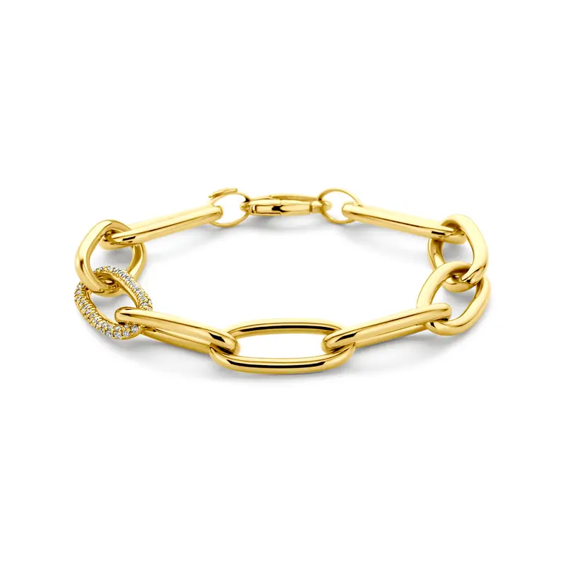 'Amira' 14 karaat gouden armband paperclip schakel lab grown diamant 1,22 ct