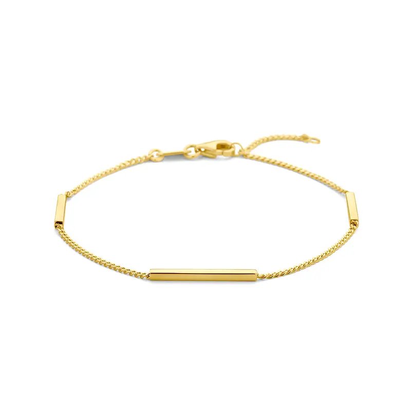 'Amirelle' 14 karaat gouden armband gourmette schakel staafjes