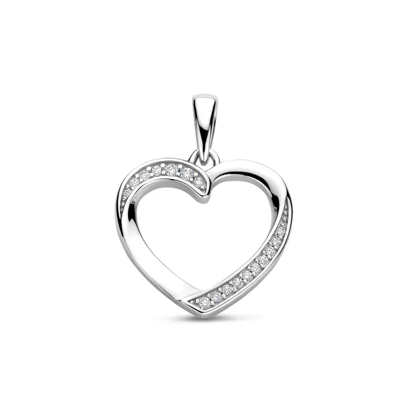 'Amoré' 925 gerhodineerd zilveren hanger met zirkonia
