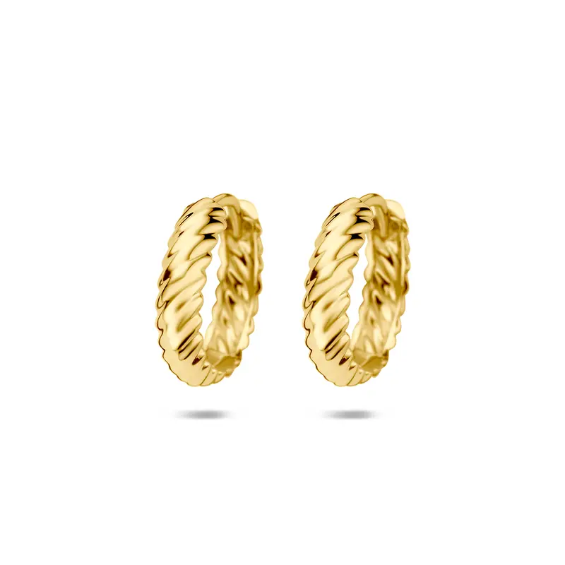 'Anaia' 14k gouden klapoorringen gedraaid ontwerp 14,5 mm