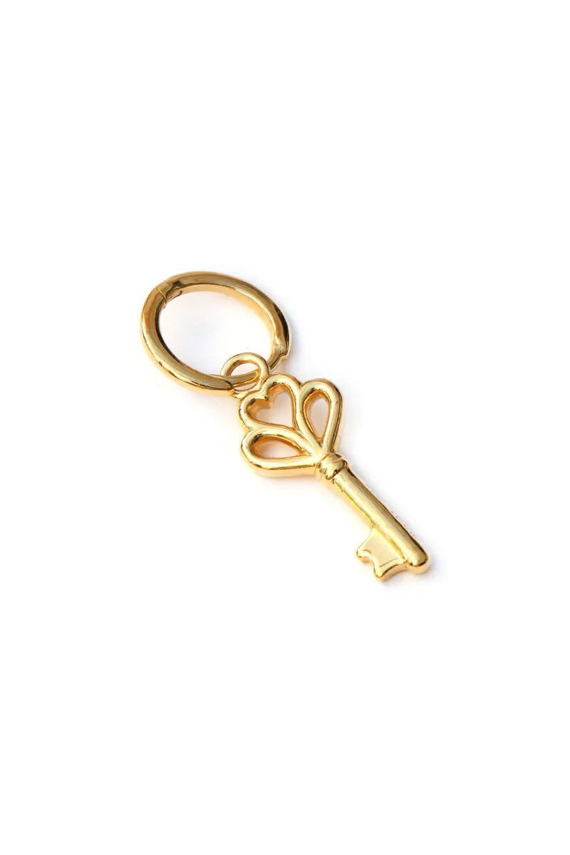 Ancient Key Hoop Earring - Gold