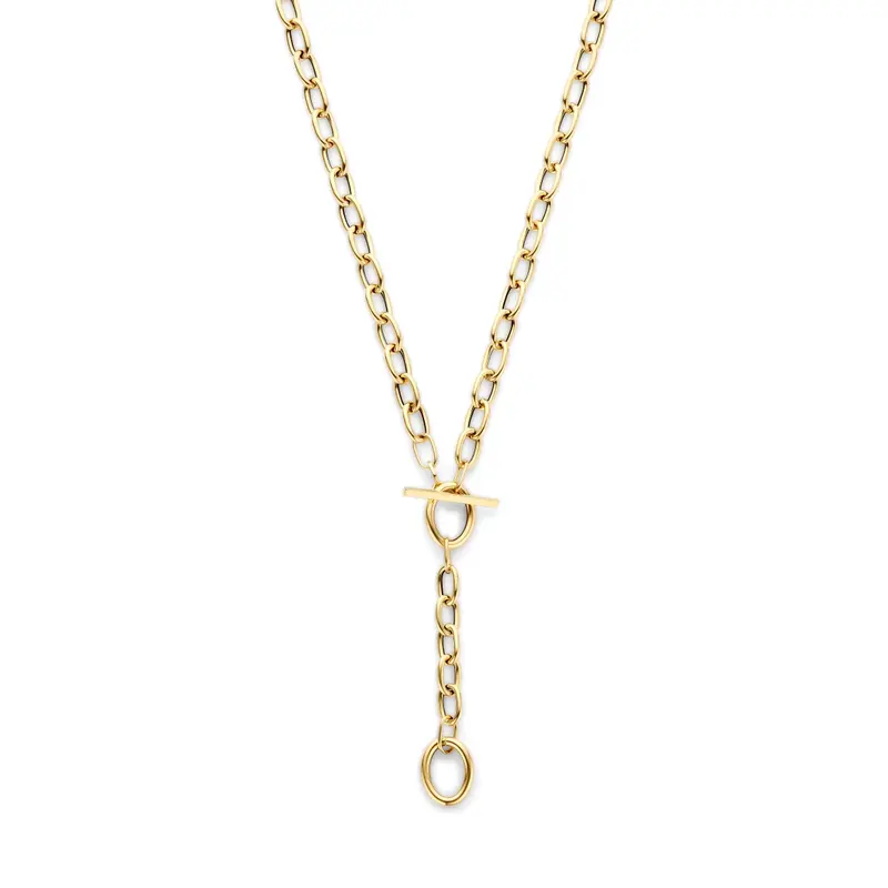 'Ancora' 14 karaat gouden ketting y-vorm met ankerschakel