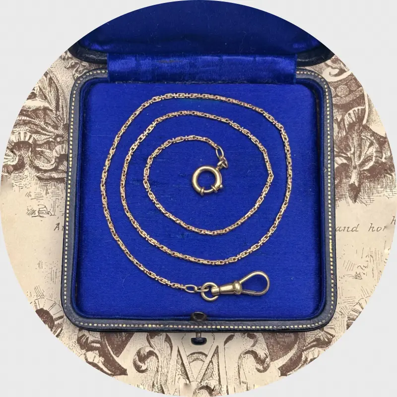 Antique 14k Gold Fantasy Link Watch Chain Necklace
