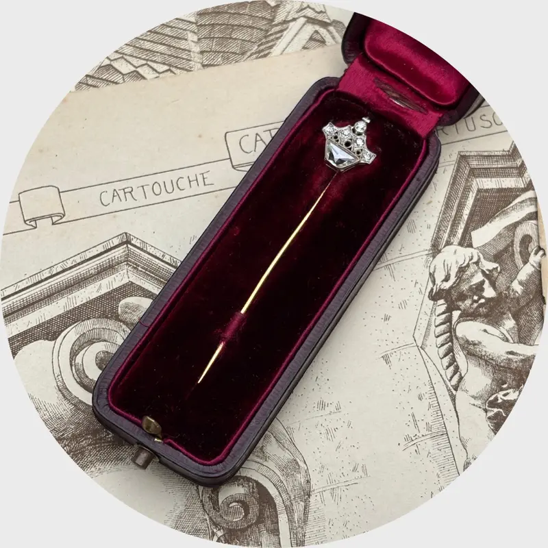 Antique Diamond Basket Stickpin