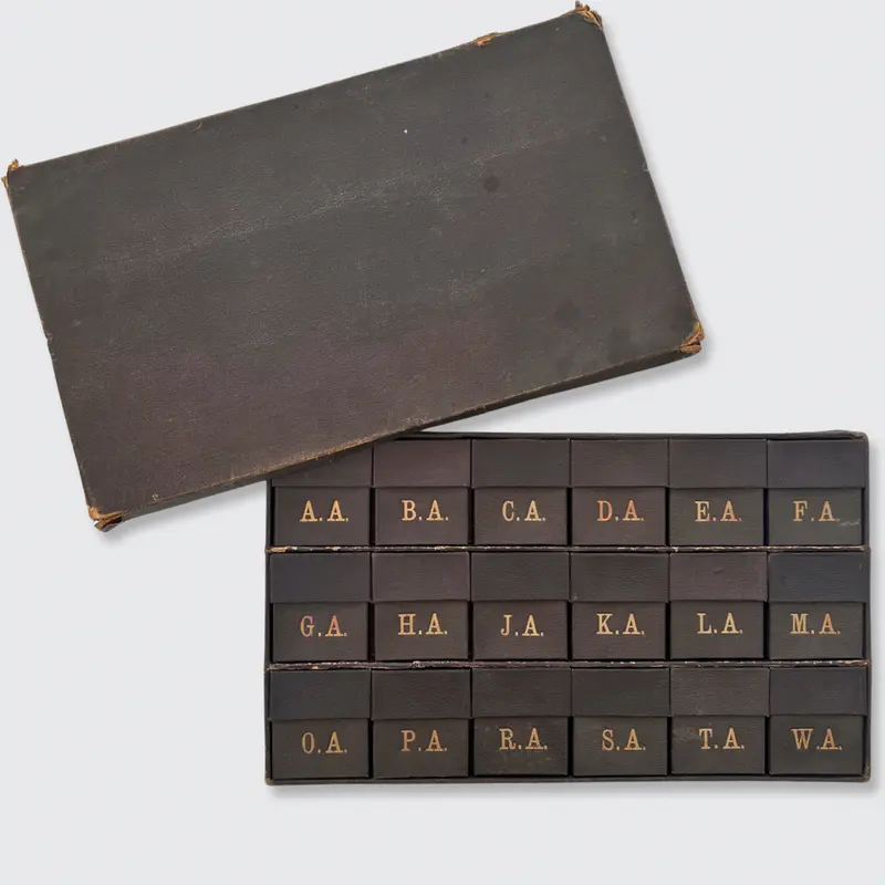 Antique Engraving Set with Brass Monogram Stencils