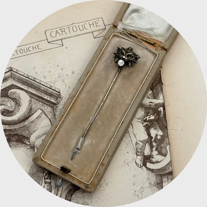 Antique French Gilded Silver Chimera Stickpin