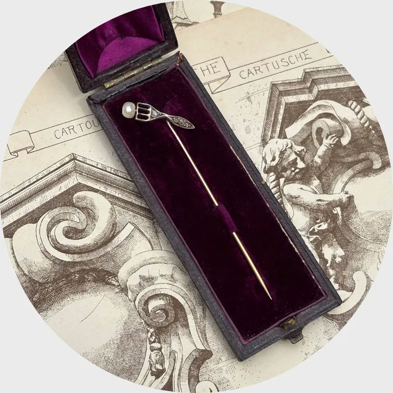 Antique Pearl & Diamond Cooked Egg Stickpin