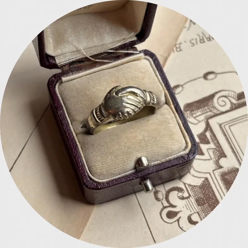 Antique Silver Partially Gilded Fede Ring