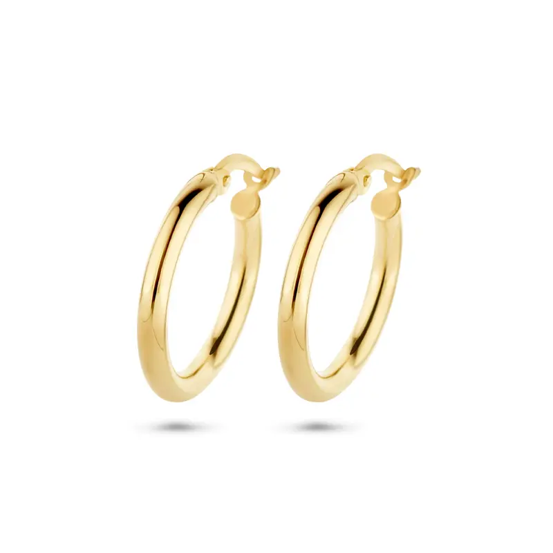 'Aoife' 14 karaat gouden ronde buis oorringen 20 mm