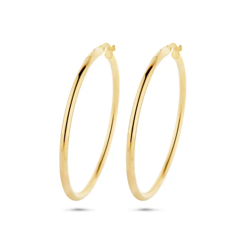 'Aoife' 14 karaat gouden ronde buis oorringen 45 mm