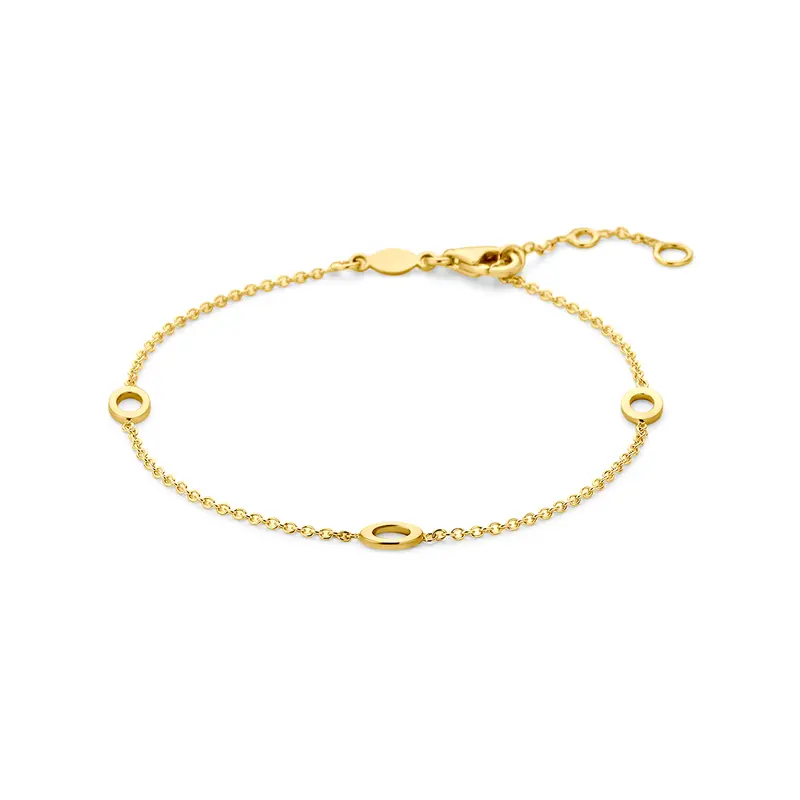 'Arise' 9 karaat geelkleurige armband met open rondjes