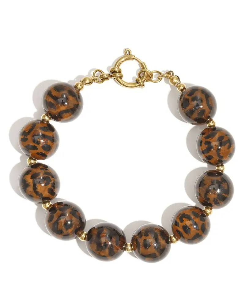 Armband acryl kralen - Luipaard 16mm