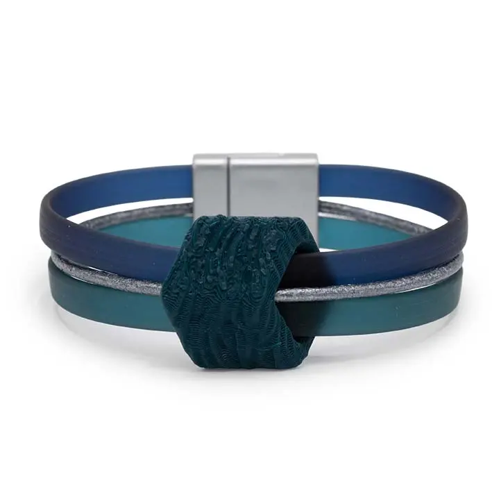 Armband Cube Teal Tree Bark