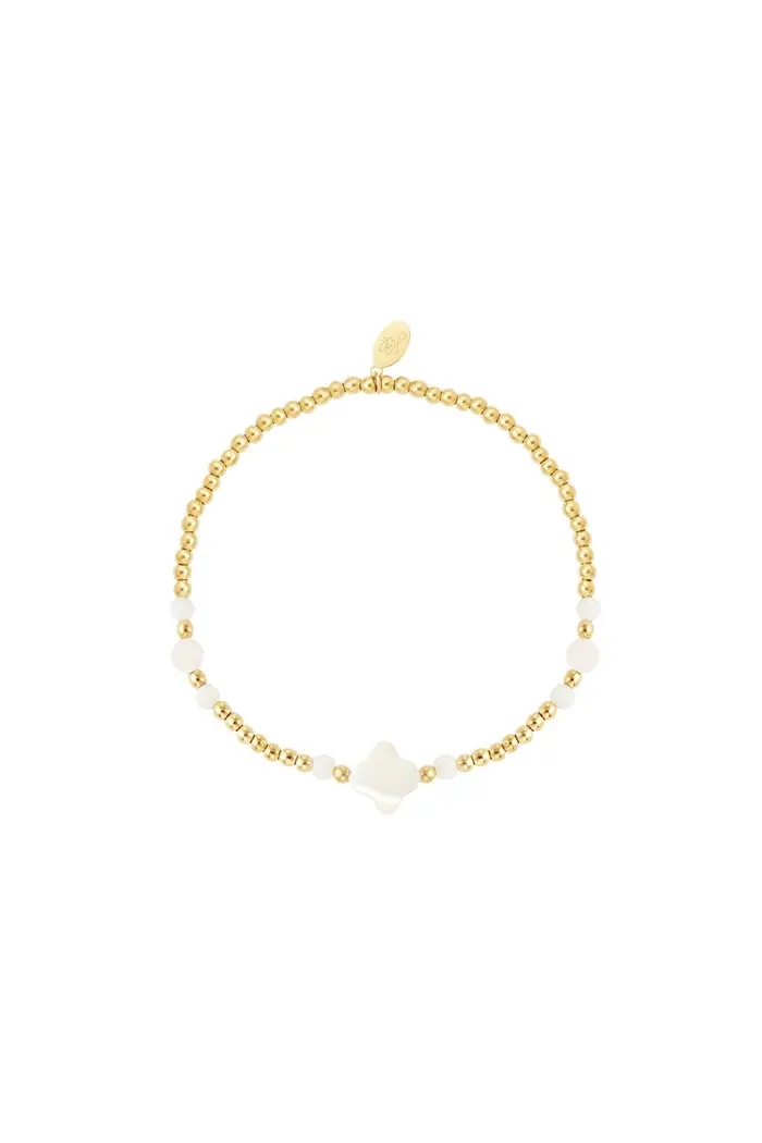 Armband klaver wit/goud