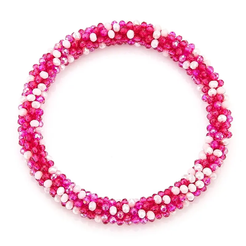 Armband Kralen Strass fuchsia mix