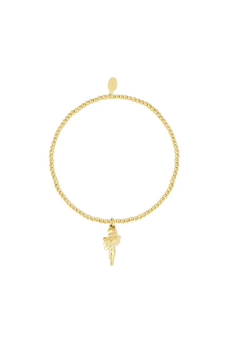 Armband massieve RVS kralen - Schelp