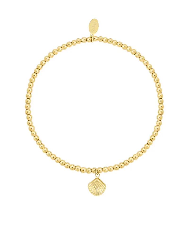 Armband massieve RVS kralen - Schelpje