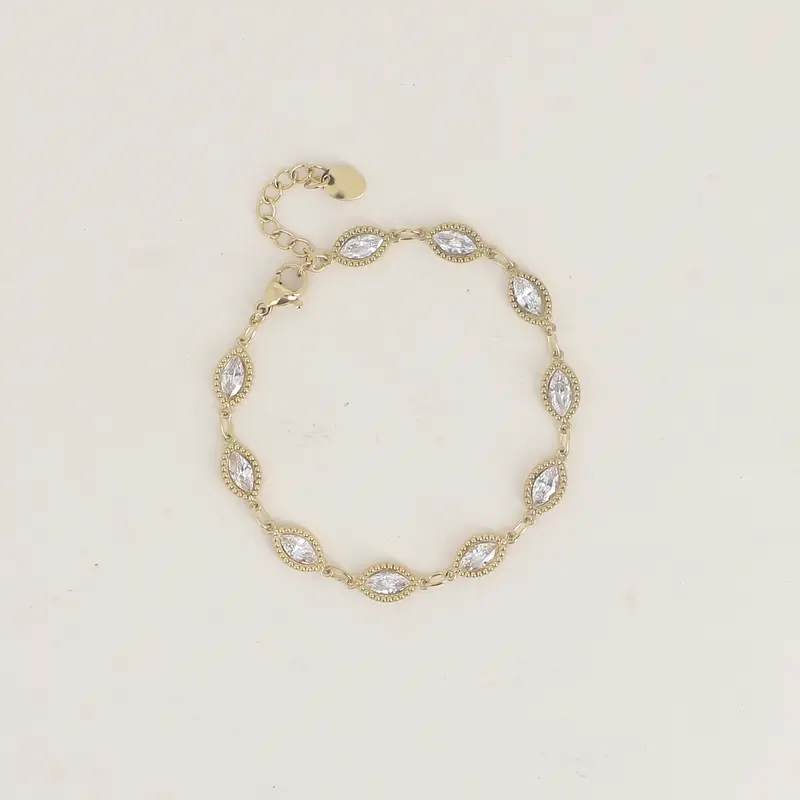 armband met ovale zirkonia stenen | stainless steel