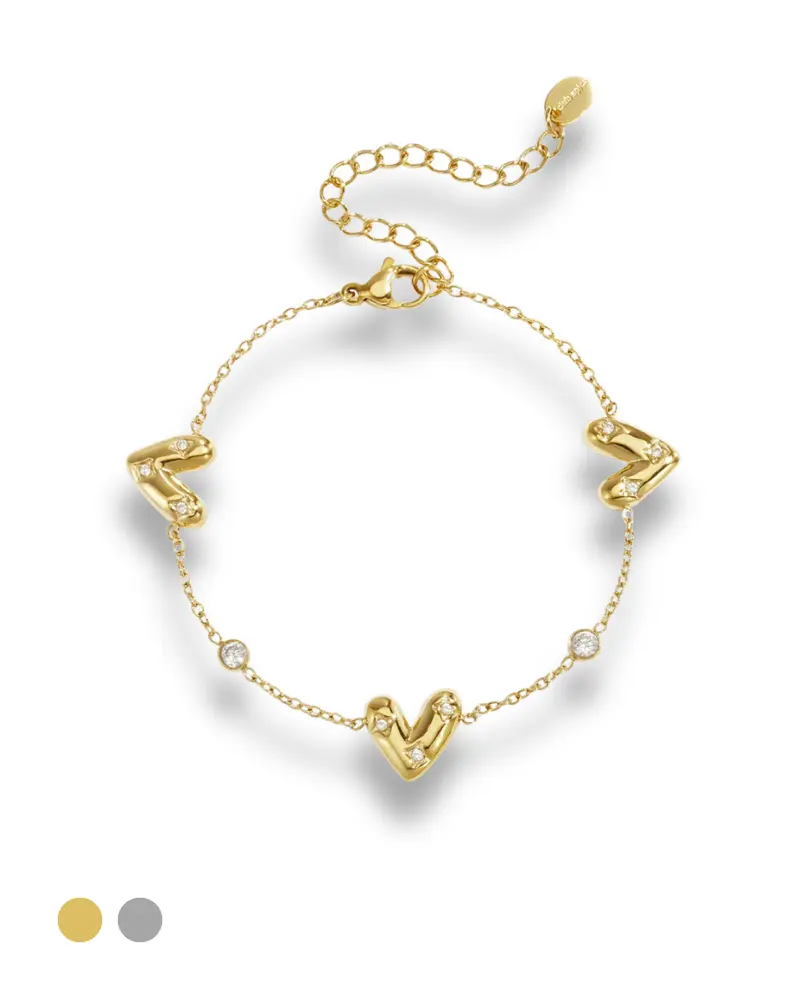 Armband met slotje - 3 Hartjes met zirkonia