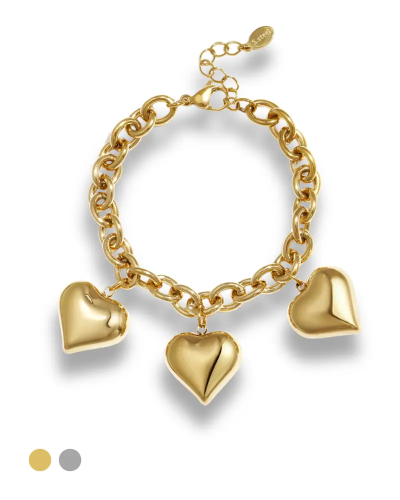 Armband schakels statement - Hartjes