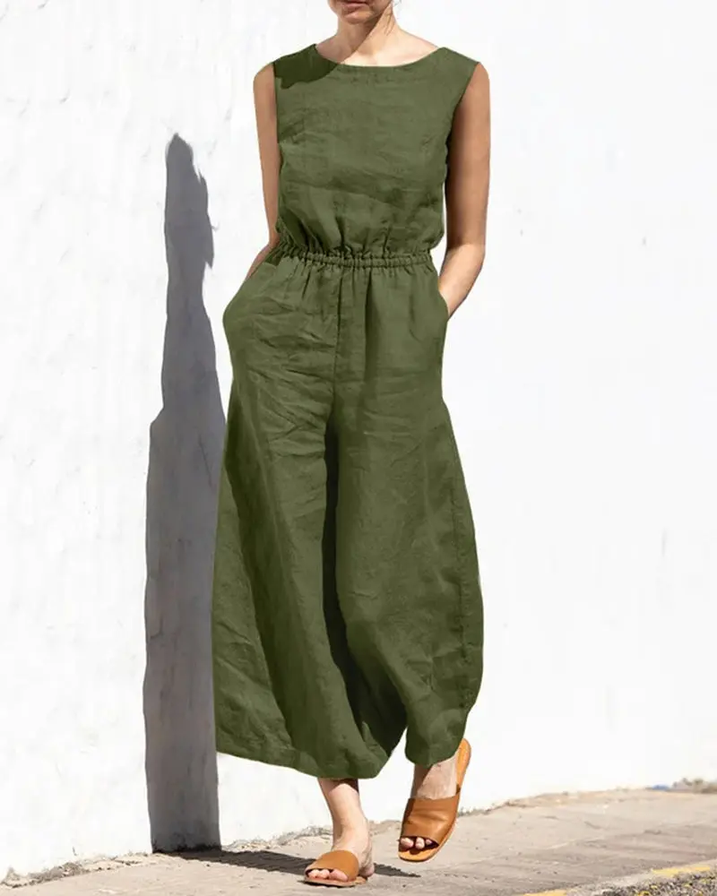 Ärmelloser Jumpsuit mit weitem Bein – Aurelia